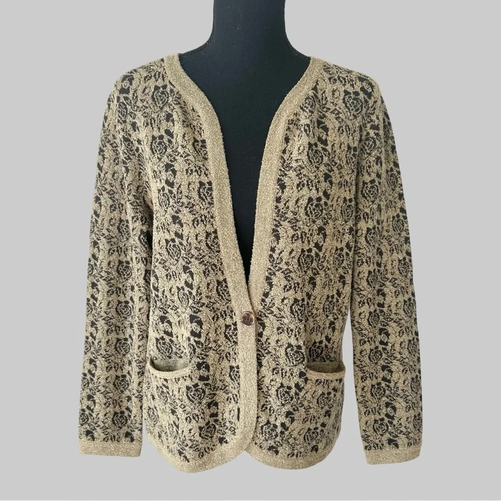 Jones New York Floral Pattern Cardigan Made in Hong Kong